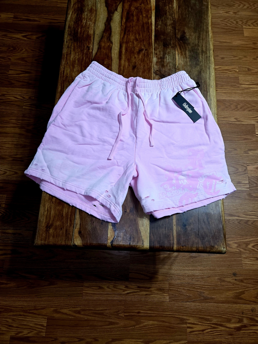 Civil Regime Pink Washed Distressed Athletic Shorts